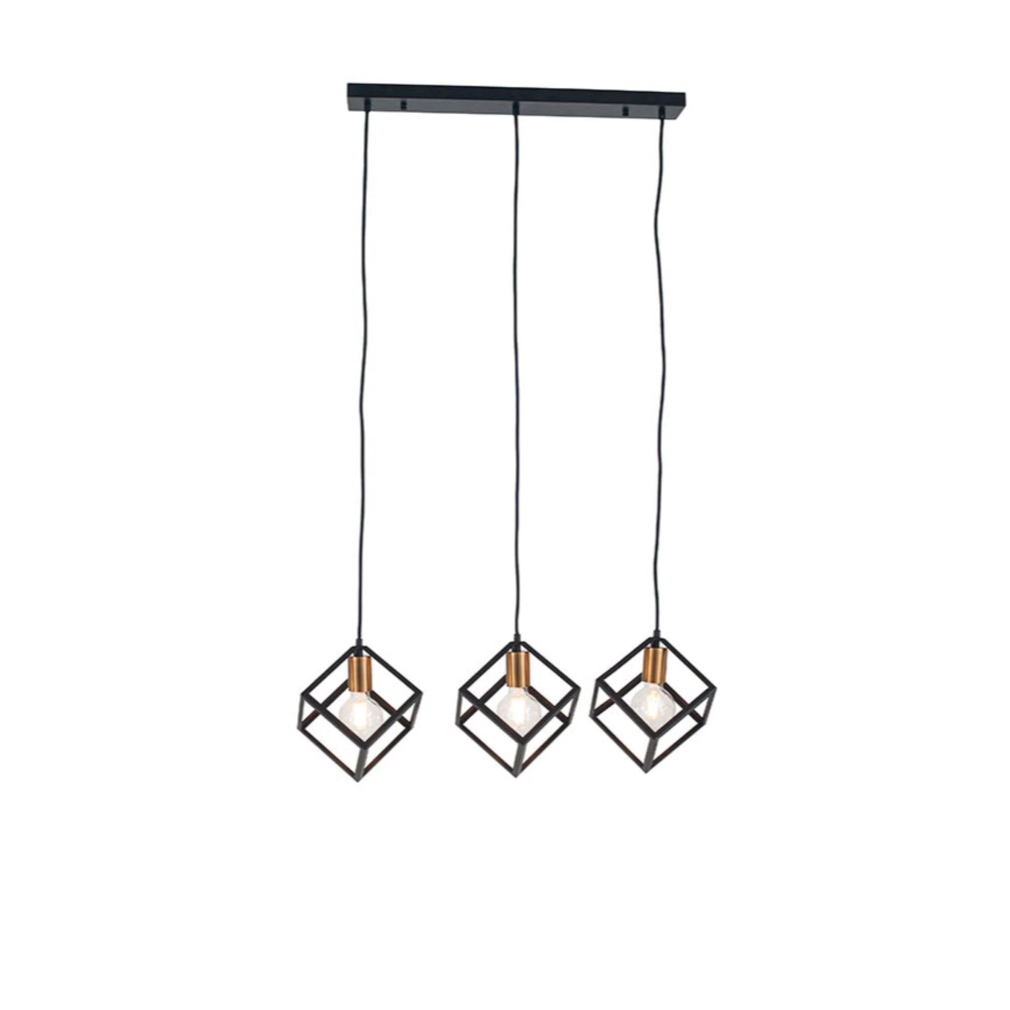 Alessio Cube 3 Light Black and Gold Pendant Ceiling Light - Image 3
