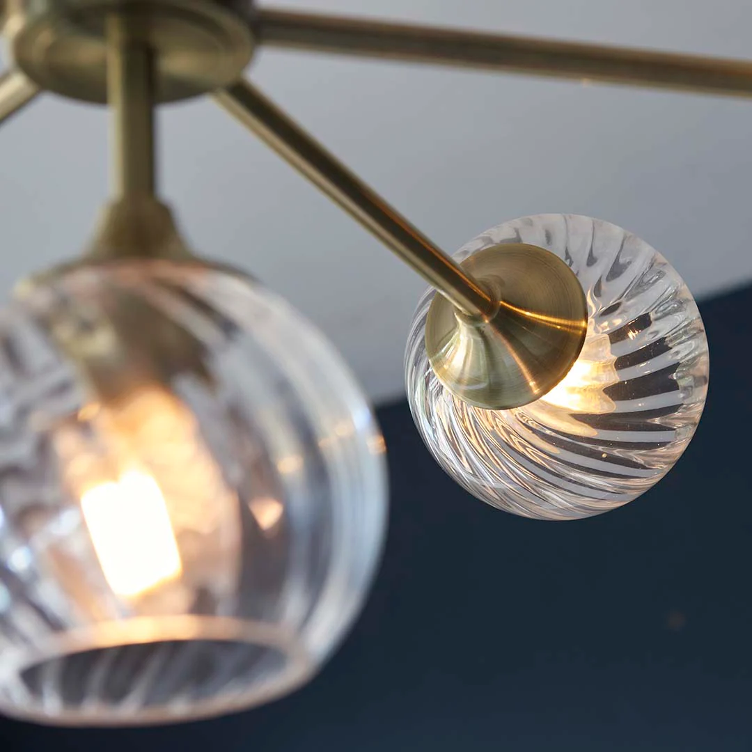 Allegra 8 Light Antique Brass Pendant Ceiling Light - Image 4