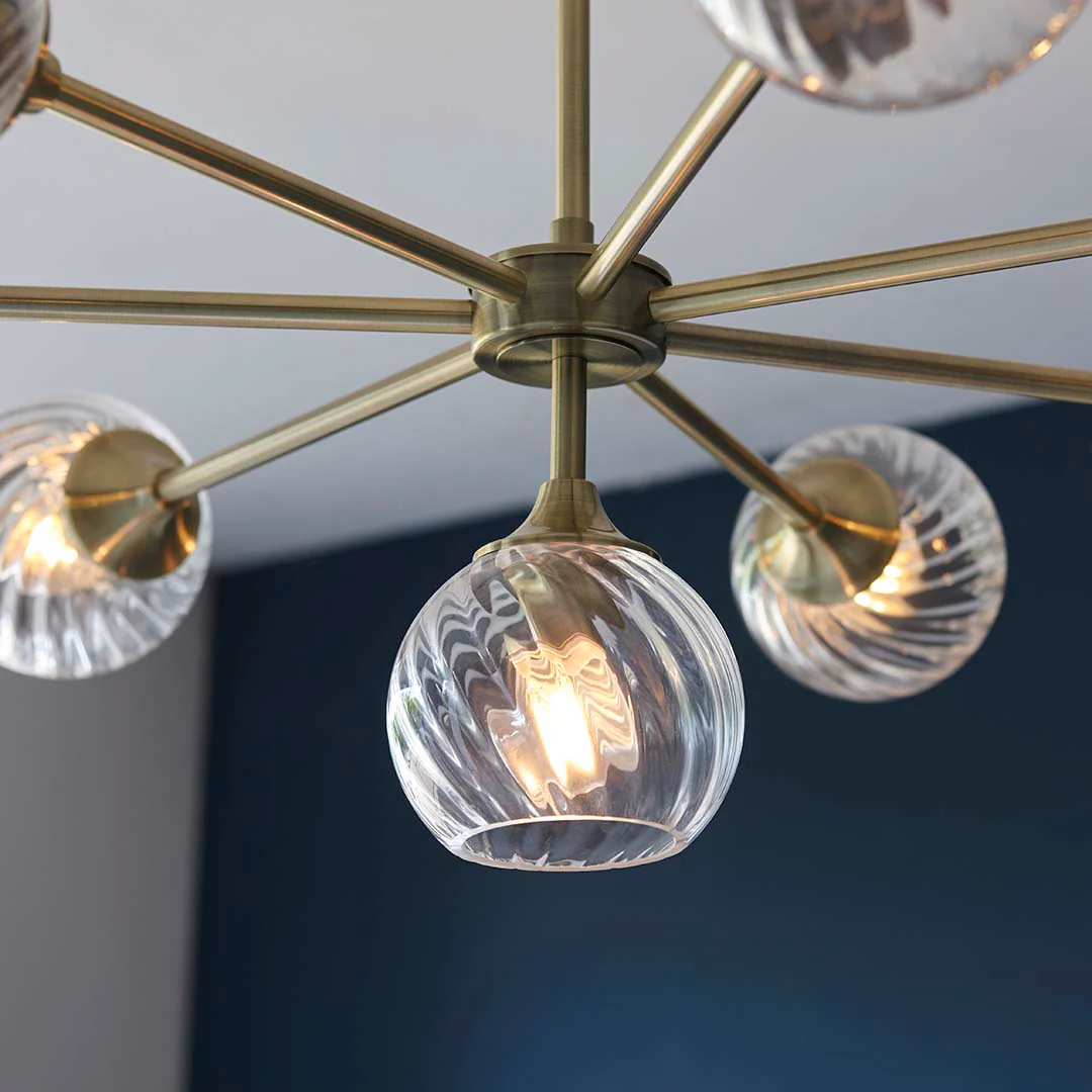 Allegra 8 Light Antique Brass Pendant Ceiling Light - Image 5