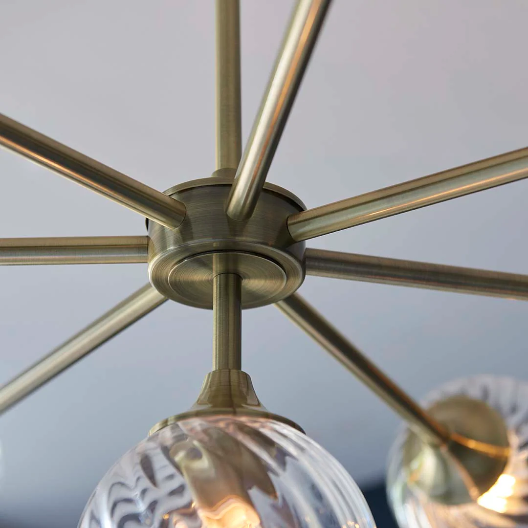 Allegra 8 Light Antique Brass Pendant Ceiling Light - Image 6