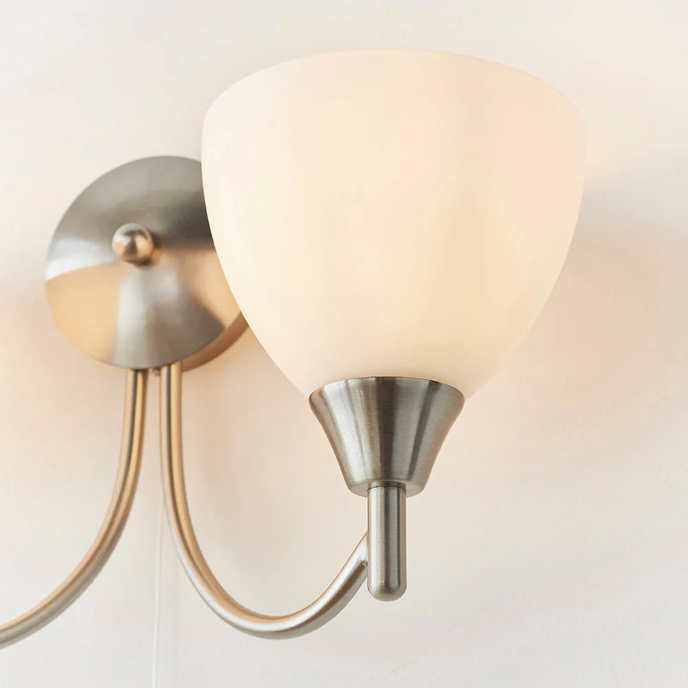 Alton 2 Light Satin Chrome Wall Light - Image 4