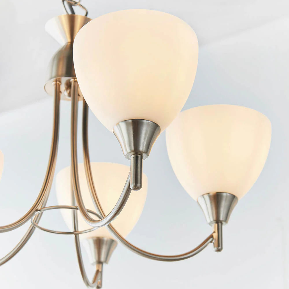 Alton 5 Light Pendant Ceiling Light Satin Chrome - Image 5