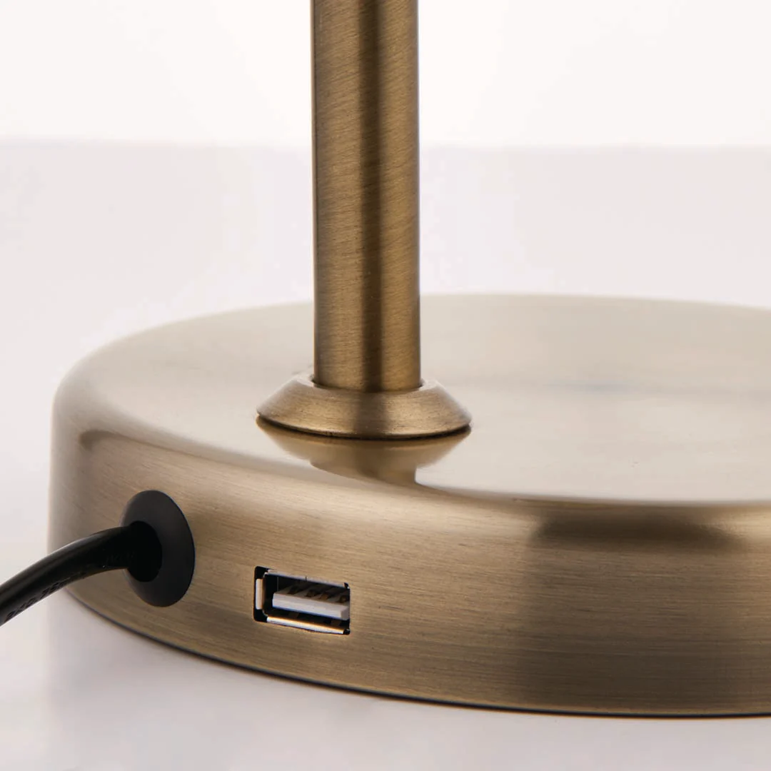 Amalfi 47cm USB Antique Brass Desk Table Lamp - Image 7