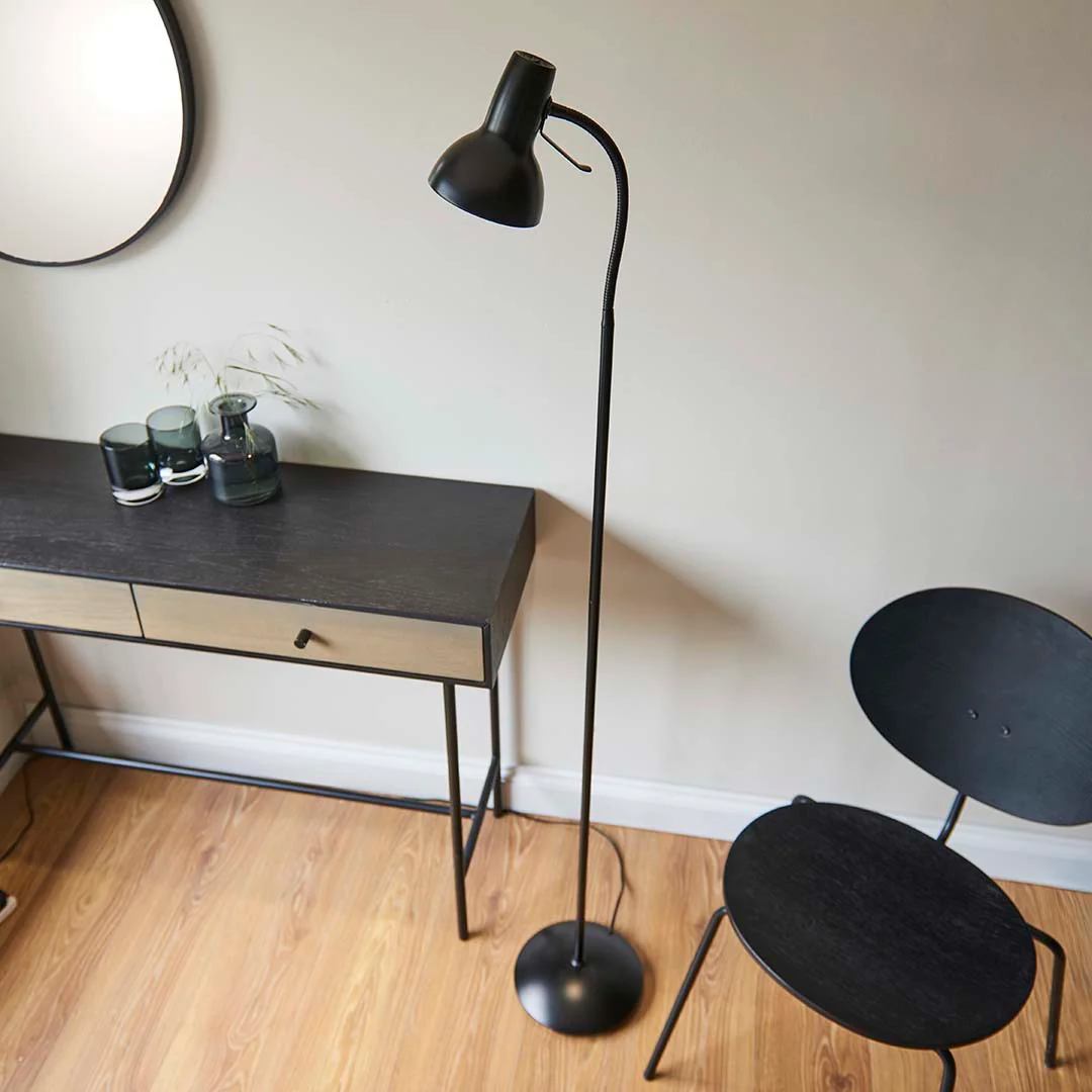 Amalfi Matt Black Task Floor Lamp - Image 3