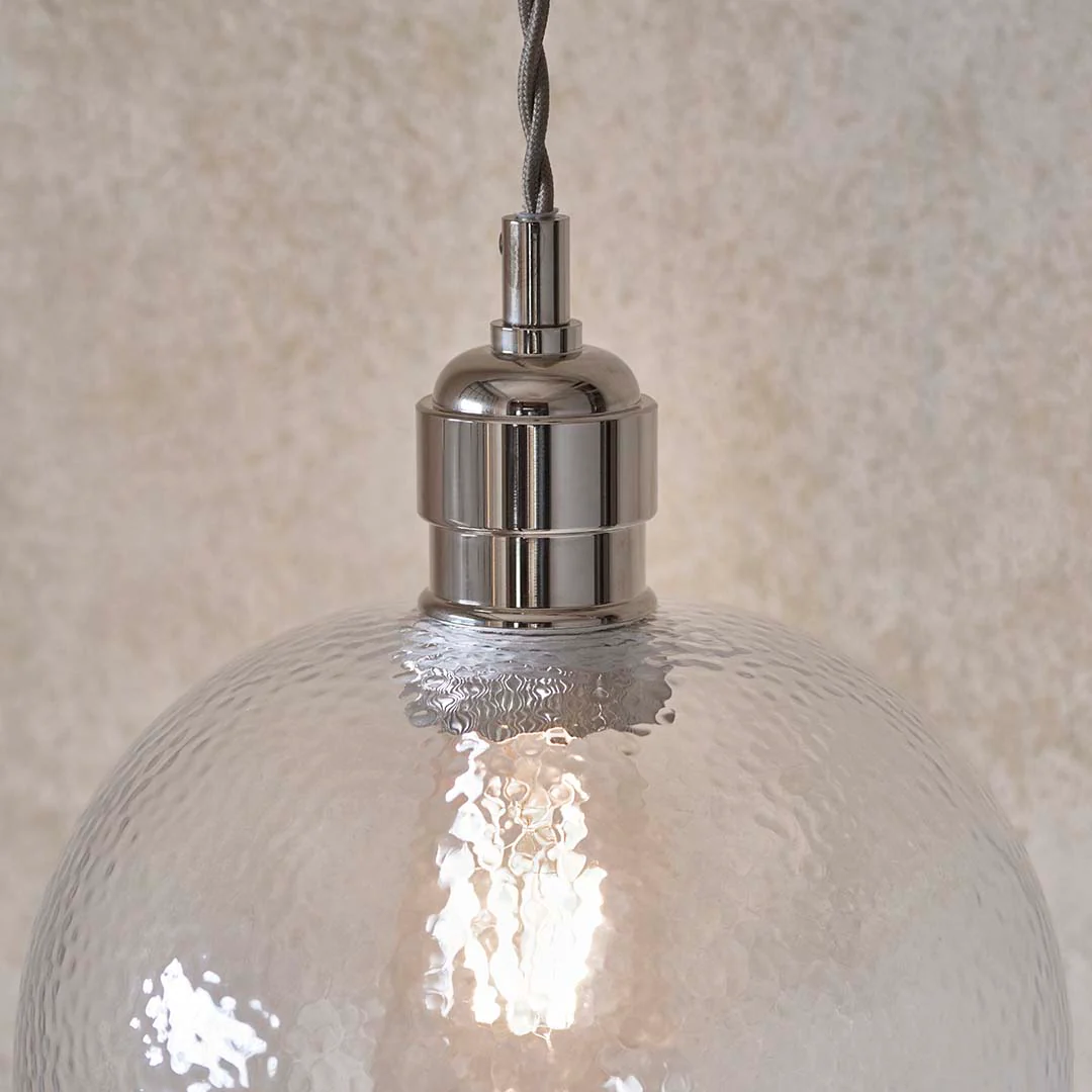 Bindki Hammered Polished Nickel Large Pendant Ceiling Light - Image 10