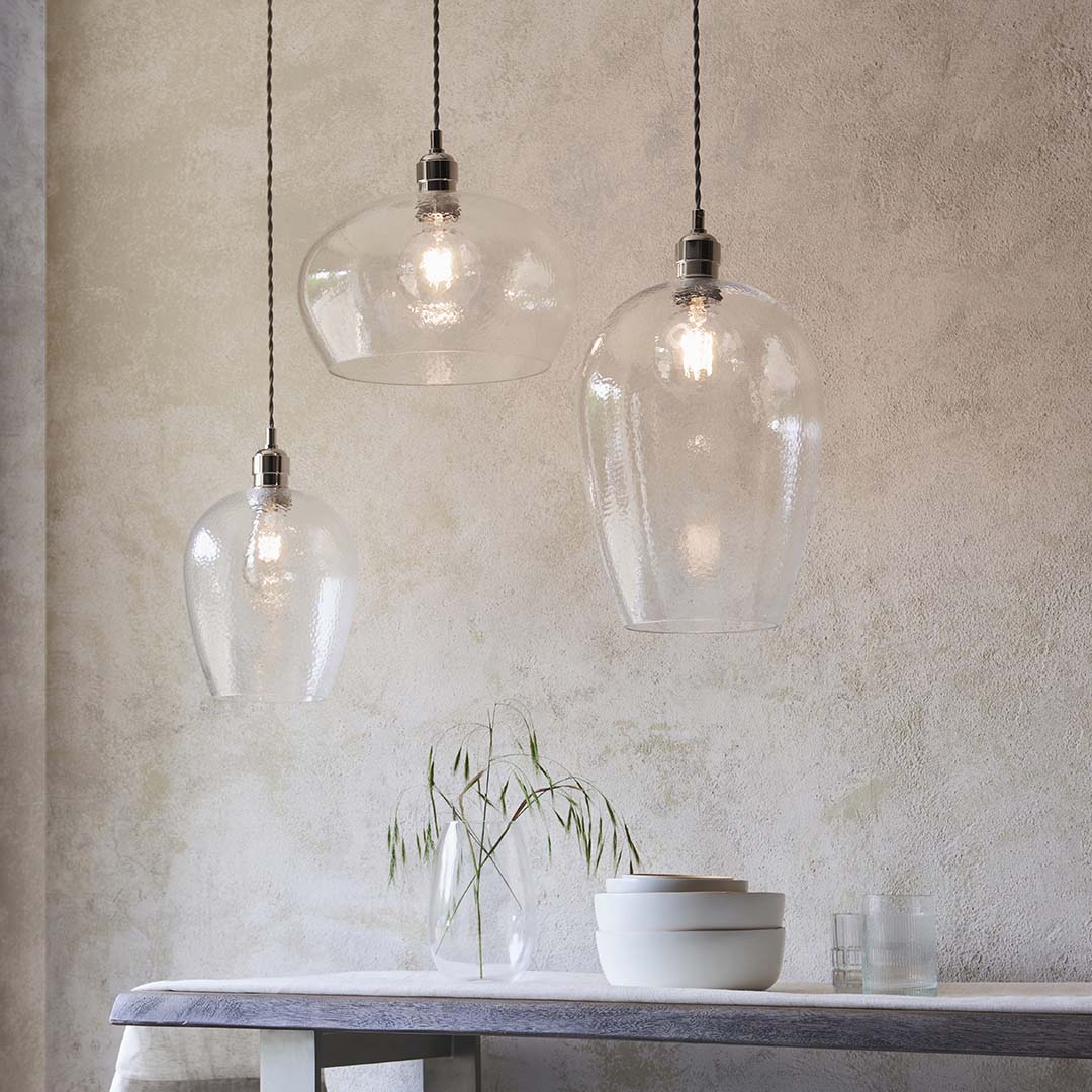 Bindki Hammered Polished Nickel Large Pendant Ceiling Light - Image 14