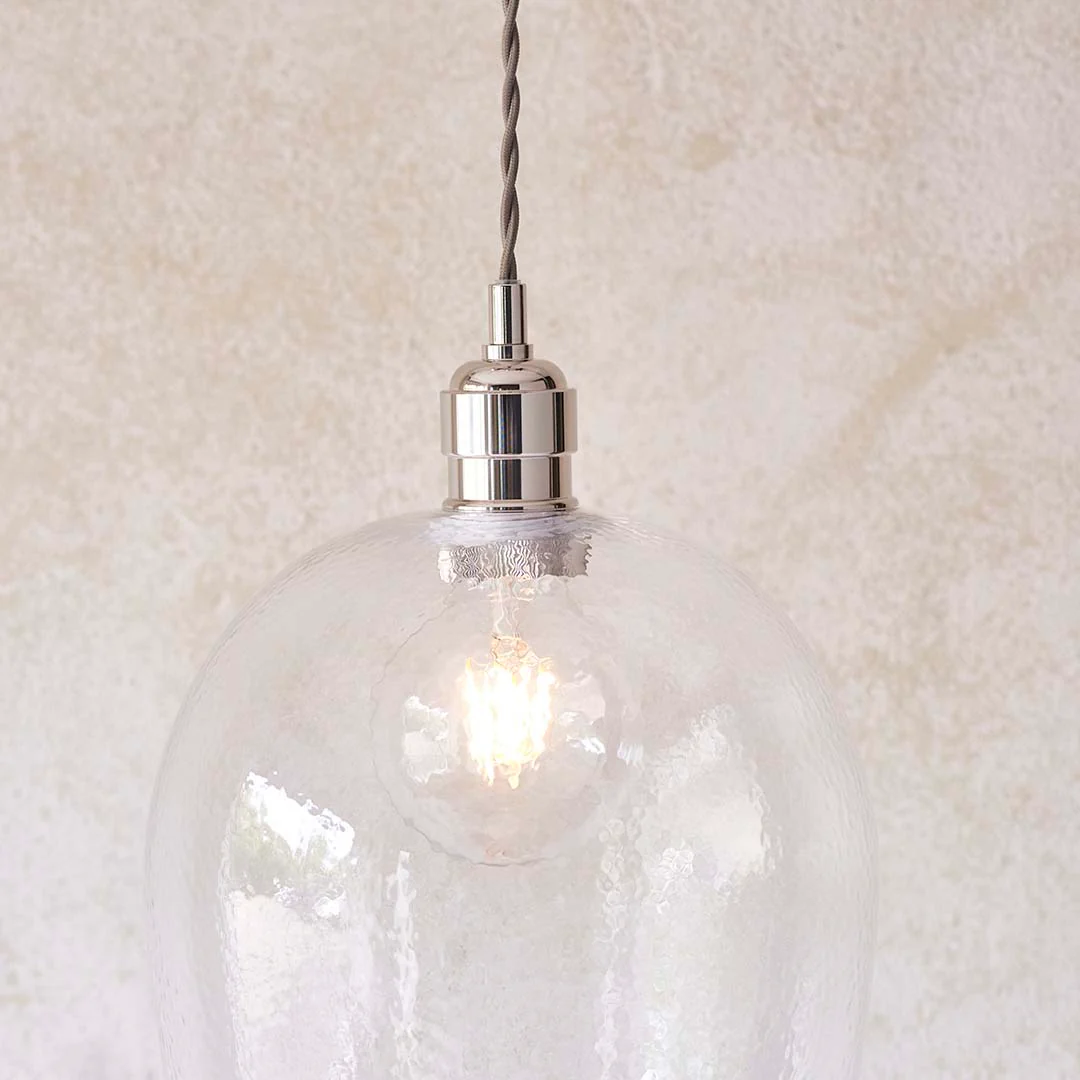 Bindki Hammered Polished Nickel Large Pendant Ceiling Light - Image 7