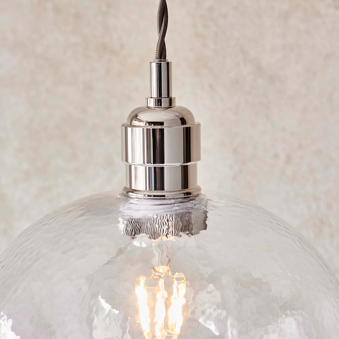 Bindki Hammered Polished Nickel Large Pendant Ceiling Light - Image 9