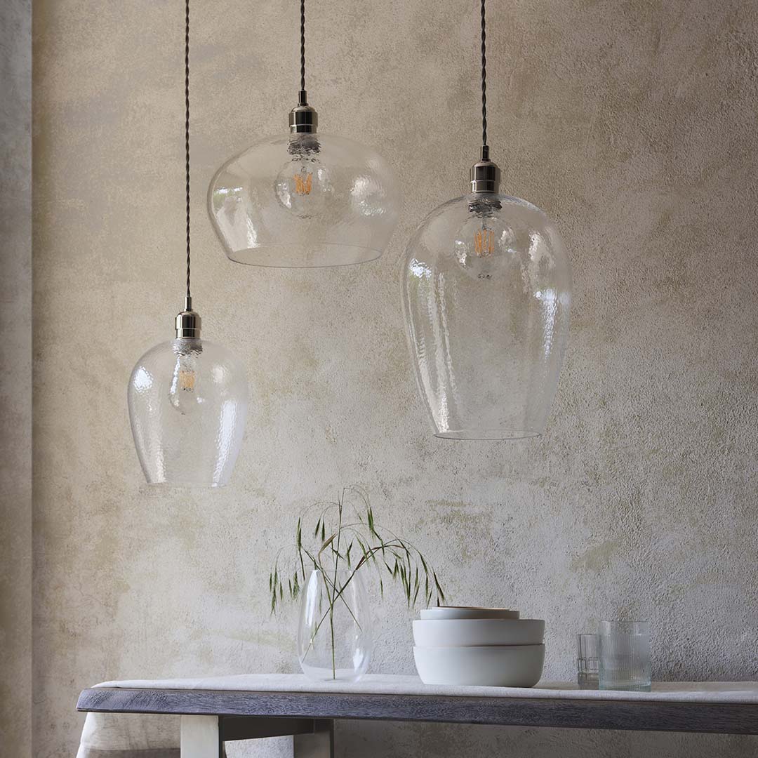 Bindki Hammered Polished Nickel Medium Pendant Ceiling Light - Image 12