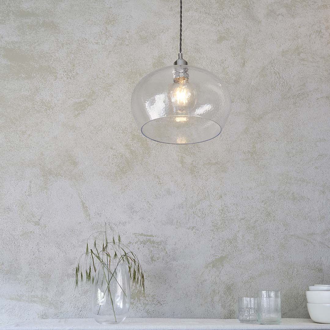Bindki Hammered Polished Nickel Medium Pendant Ceiling Light - Image 3