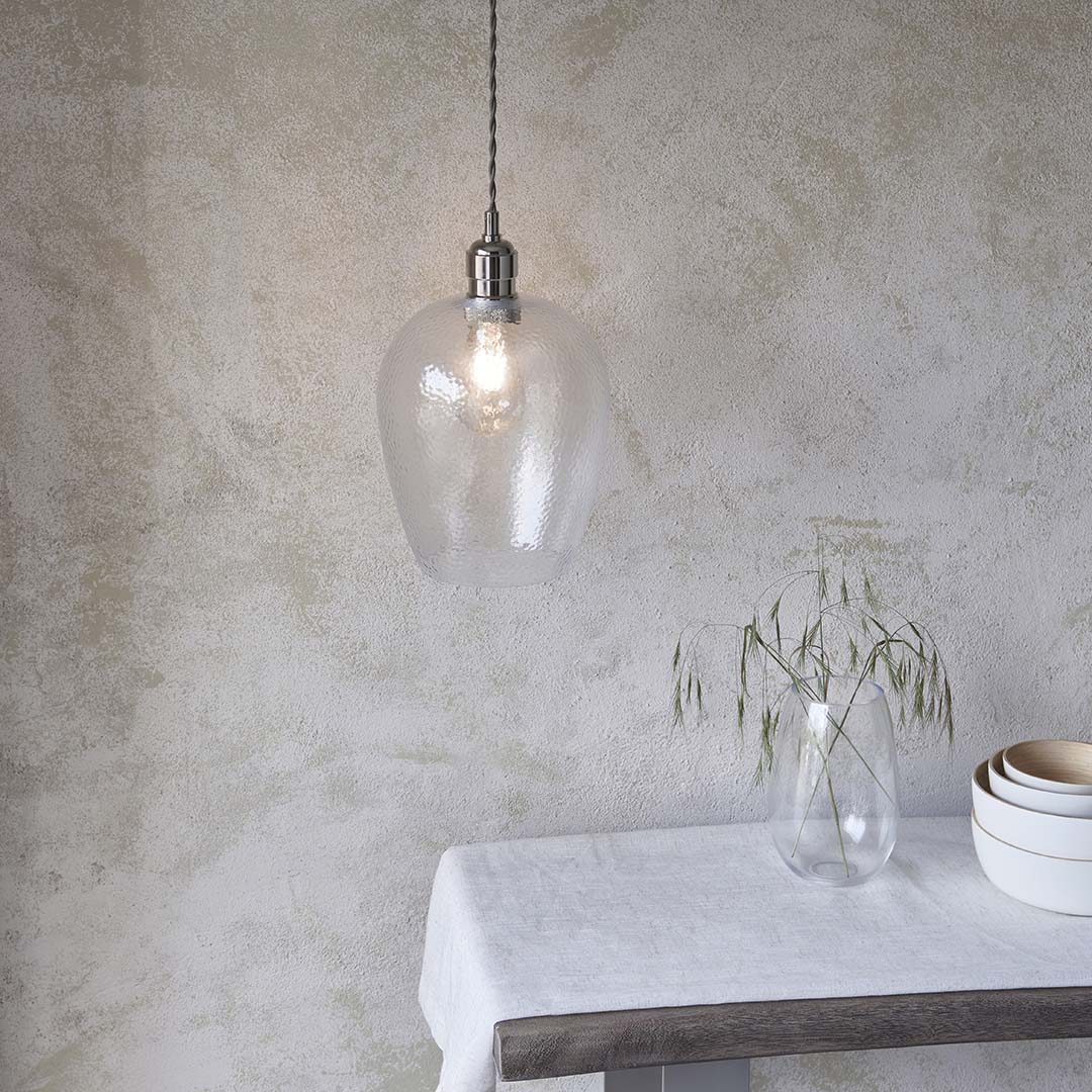 Bindki Hammered Polished Nickel Small Pendant Ceiling Light - Image 4