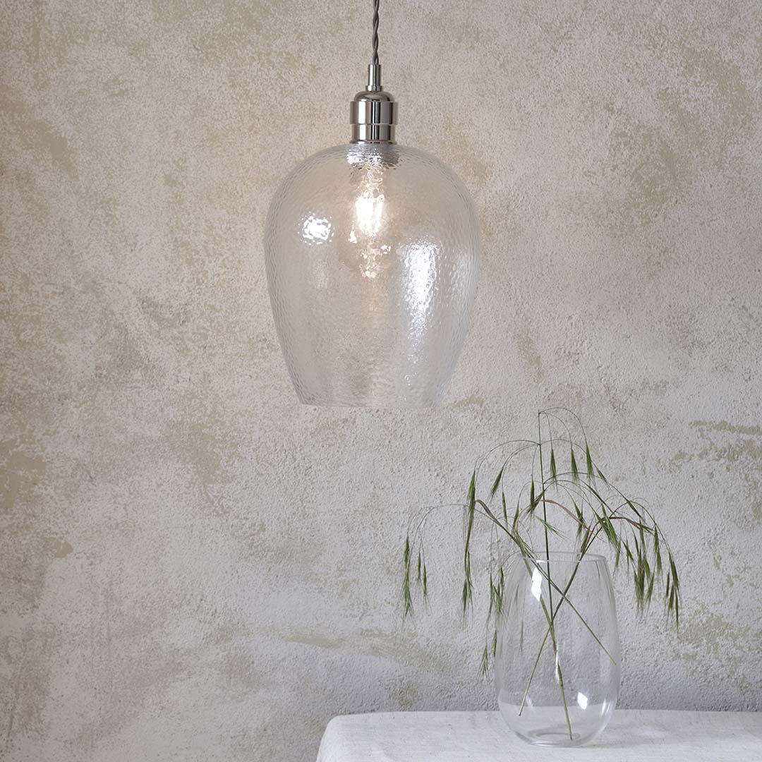 Bindki Hammered Polished Nickel Small Pendant Ceiling Light - Image 5