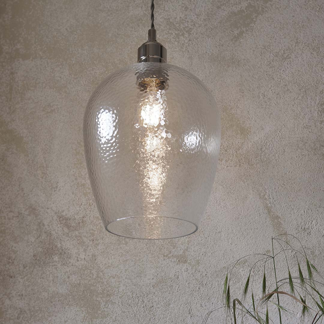 Bindki Hammered Polished Nickel Small Pendant Ceiling Light - Image 7