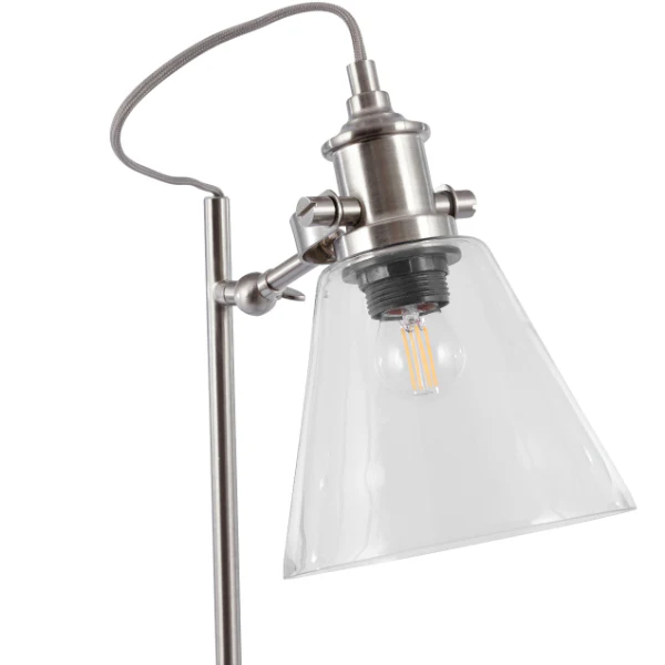 Chaplin Concrete & Chrome Desk Table Lamp with Glass Shade - Image 6