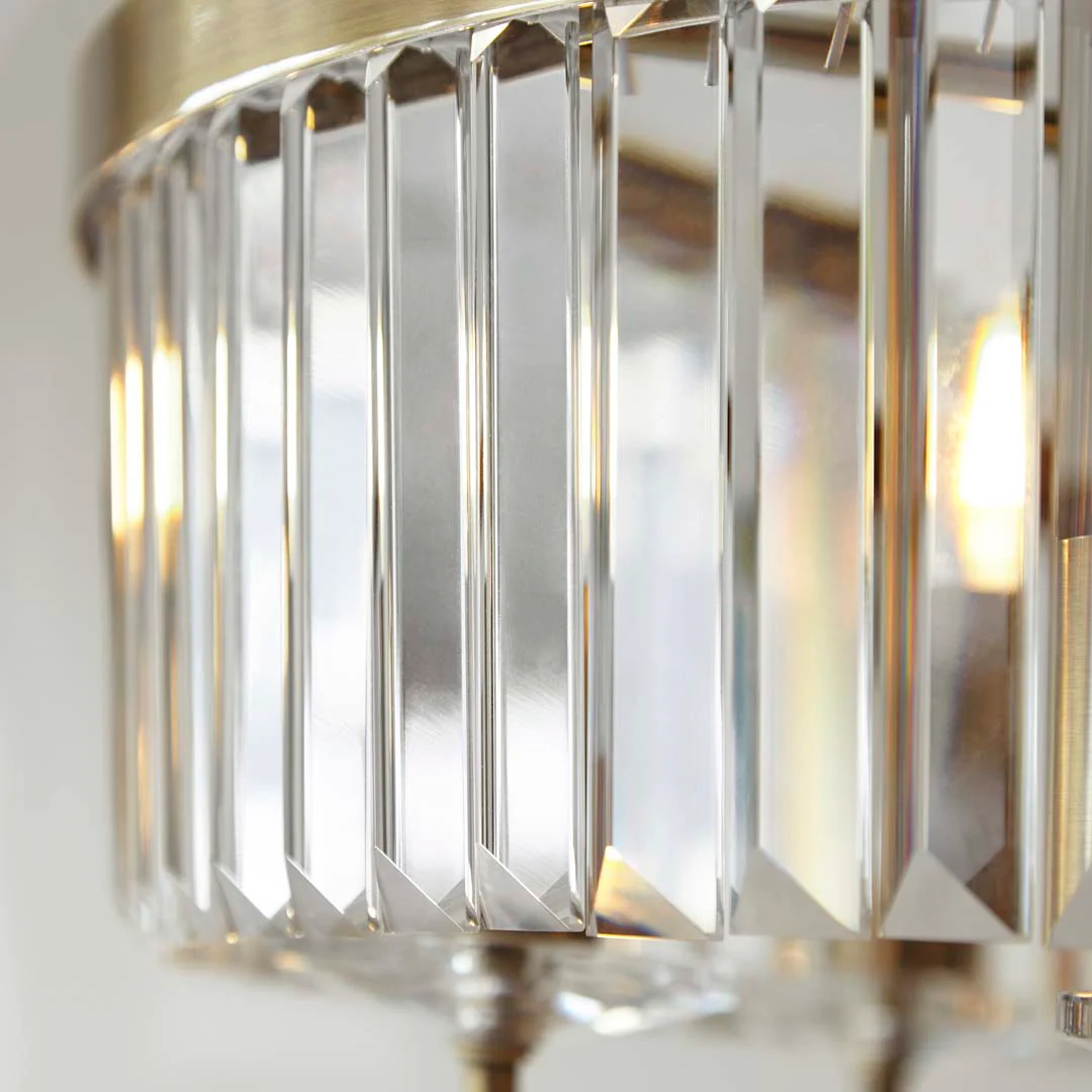 Elean 6 Light Antique Brass & Glass Pendant Ceiling Light - Image 6