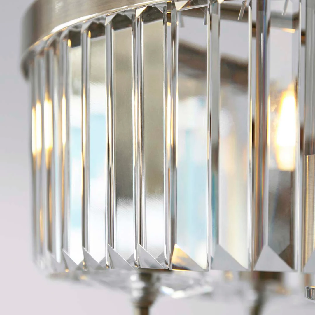 Elean 3 Light Antique Brass Glass Semi Flush Ceiling Light - Image 6
