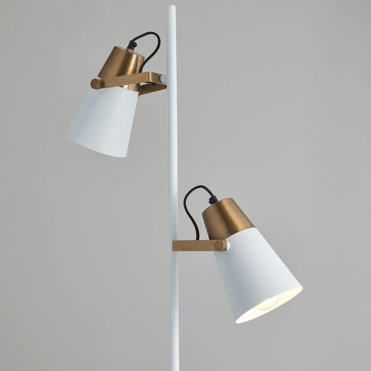Gerik 2 Light White & Brass Task Floor Lamp - Image 3