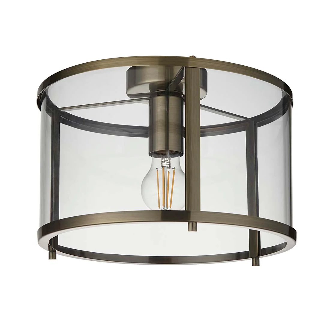 Hopton Antique Brass Flush Ceiling Light - Image 10