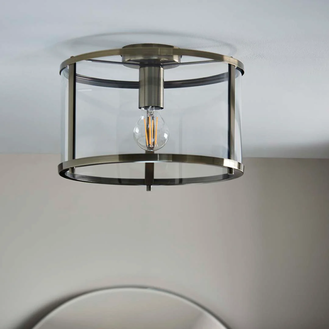 Hopton Antique Brass Flush Ceiling Light - Image 3