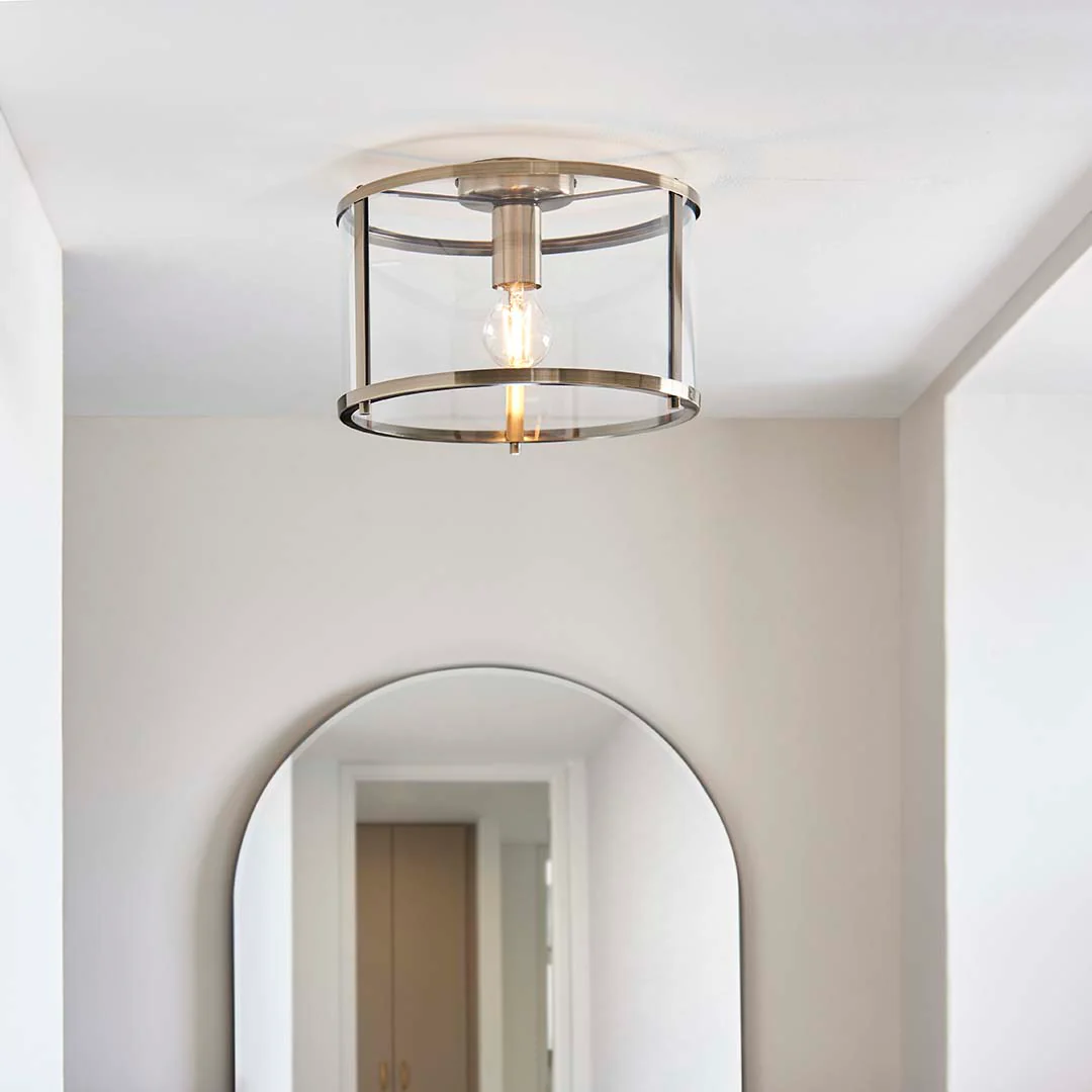 Hopton Antique Brass Flush Ceiling Light - Image 4