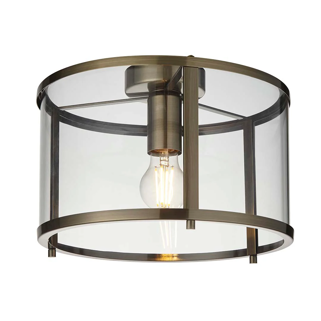Hopton Antique Brass Flush Ceiling Light - Image 9