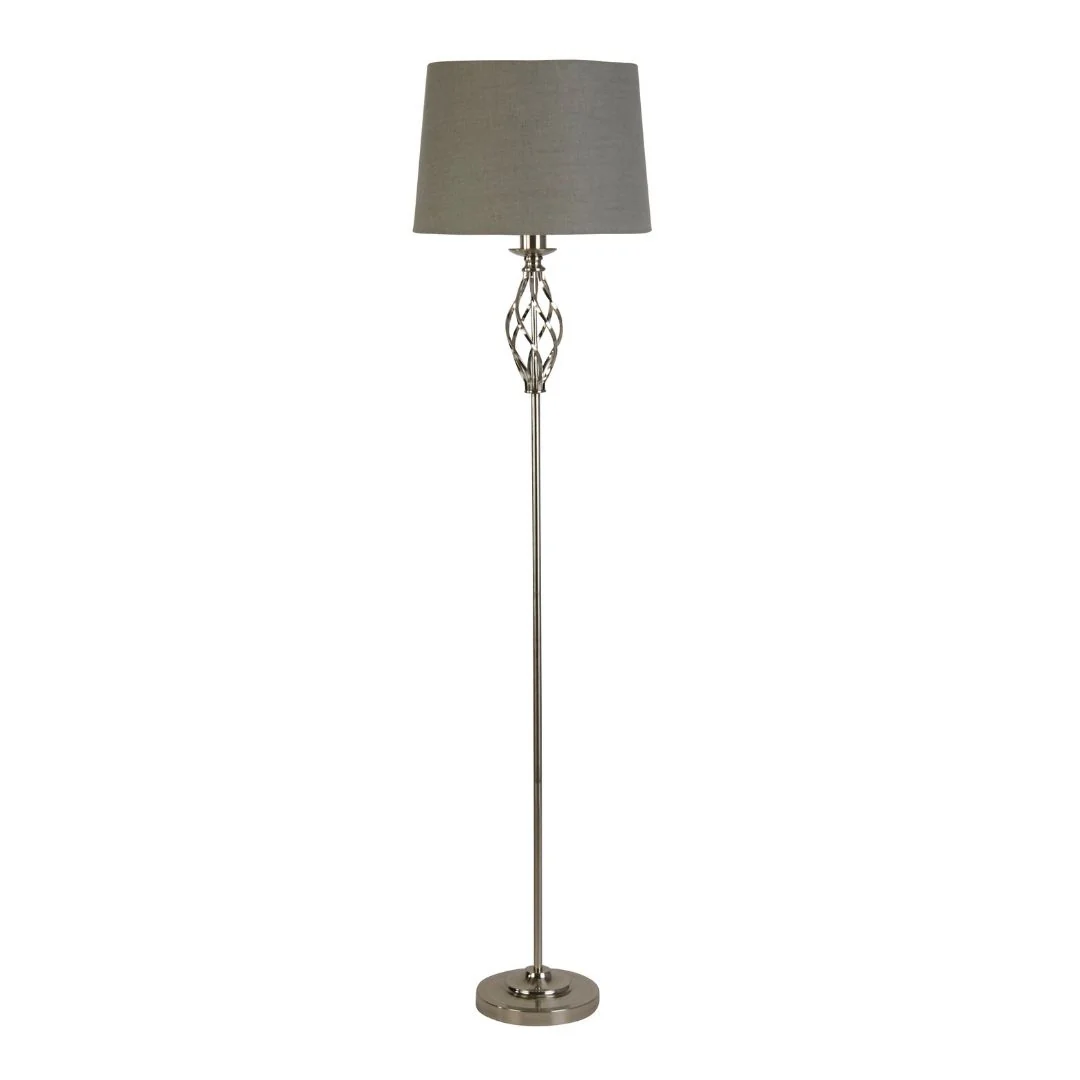 Manor Polished Chrome Floor Lamp with Grey Shade - Image 4