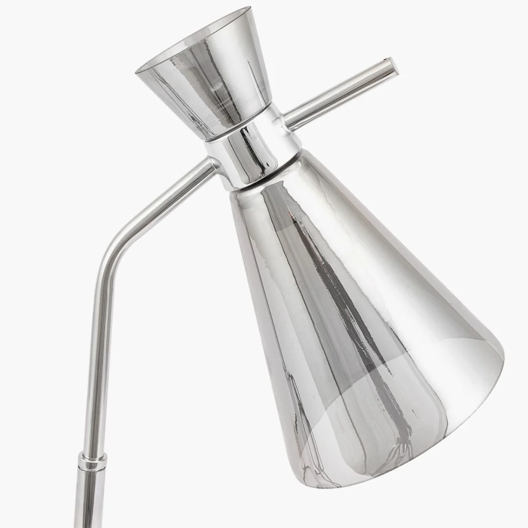Monroe Smoked Glass & Silver Desk Table Lamp - Image 5