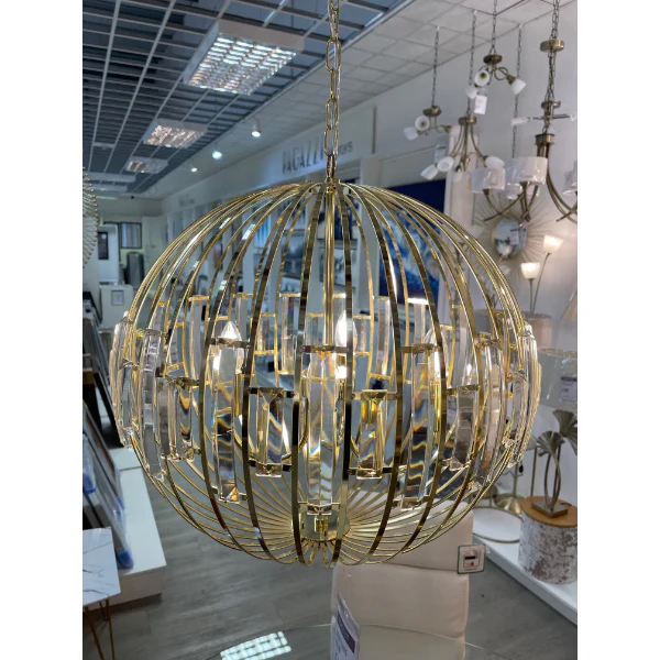 Noemi Polished Brass & Crystal Ceiling Pendant - Image 6