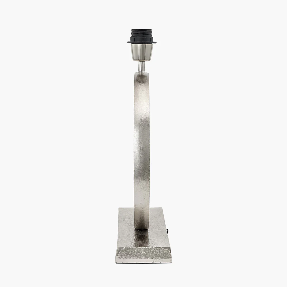 Orla Shiny Silver Metal Statement Circle Table Lamp - Image 3
