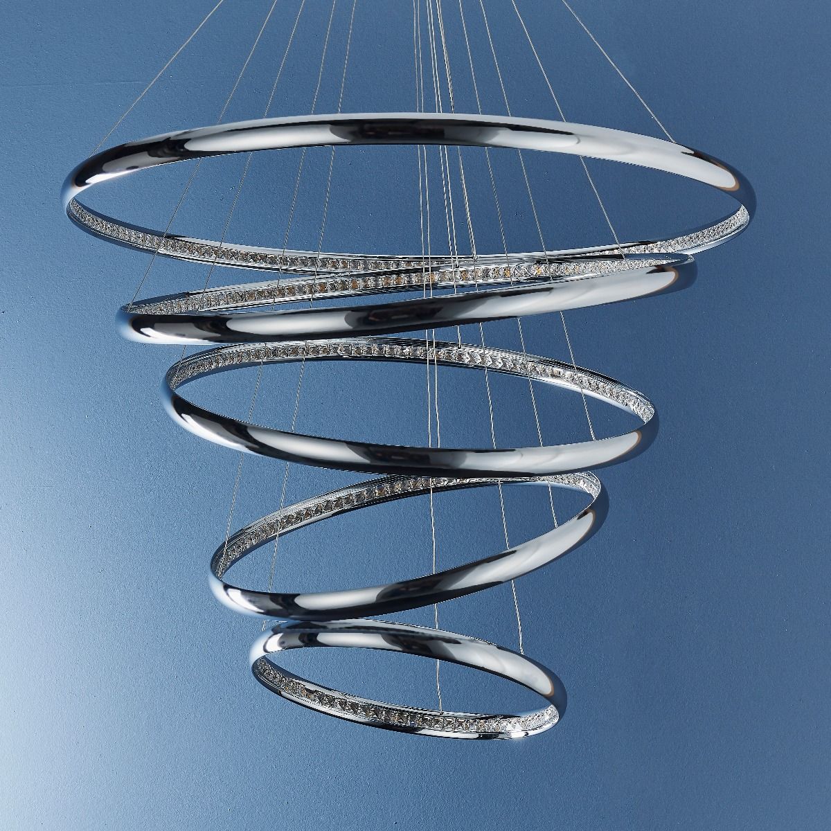 Ozias LED Polished Chrome Crystal Ceiling Pendant - Image 4
