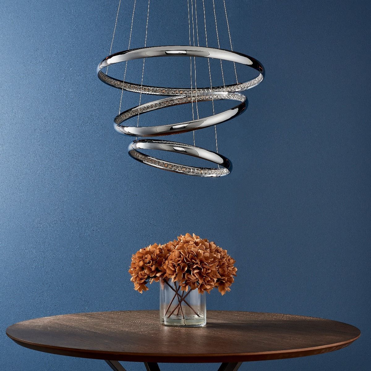 Ozias Small LED Polished Chrome Crystal Ceiling Pendant - Image 4