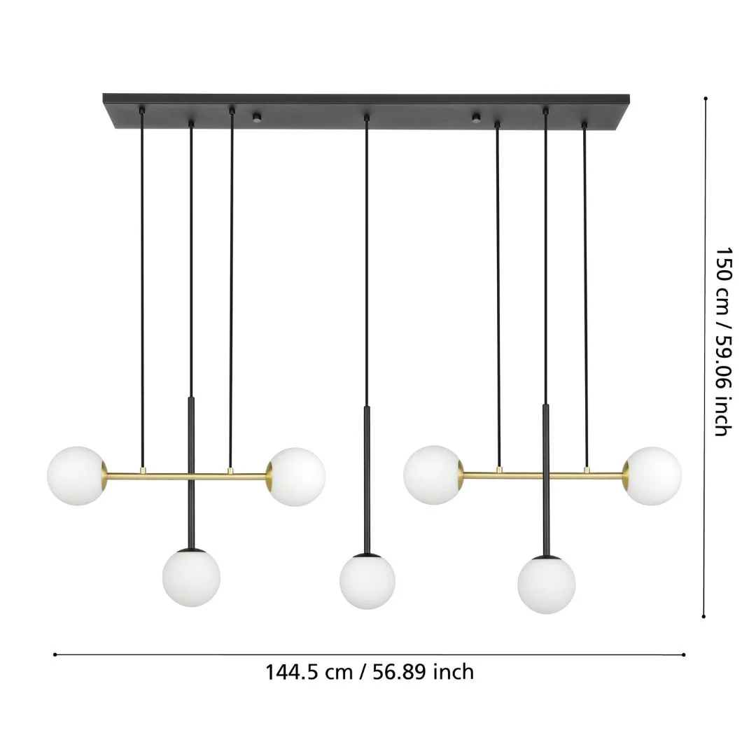 Paz Black and Gold Pendant Bar with Opal Glass - Image 6