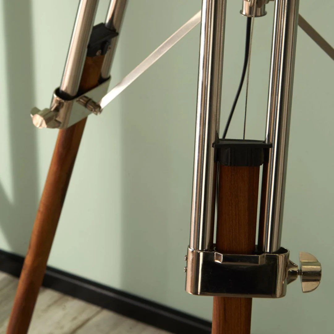 Port 202cm Tripod Floor Lamp Wood Satin Nickel - Image 3