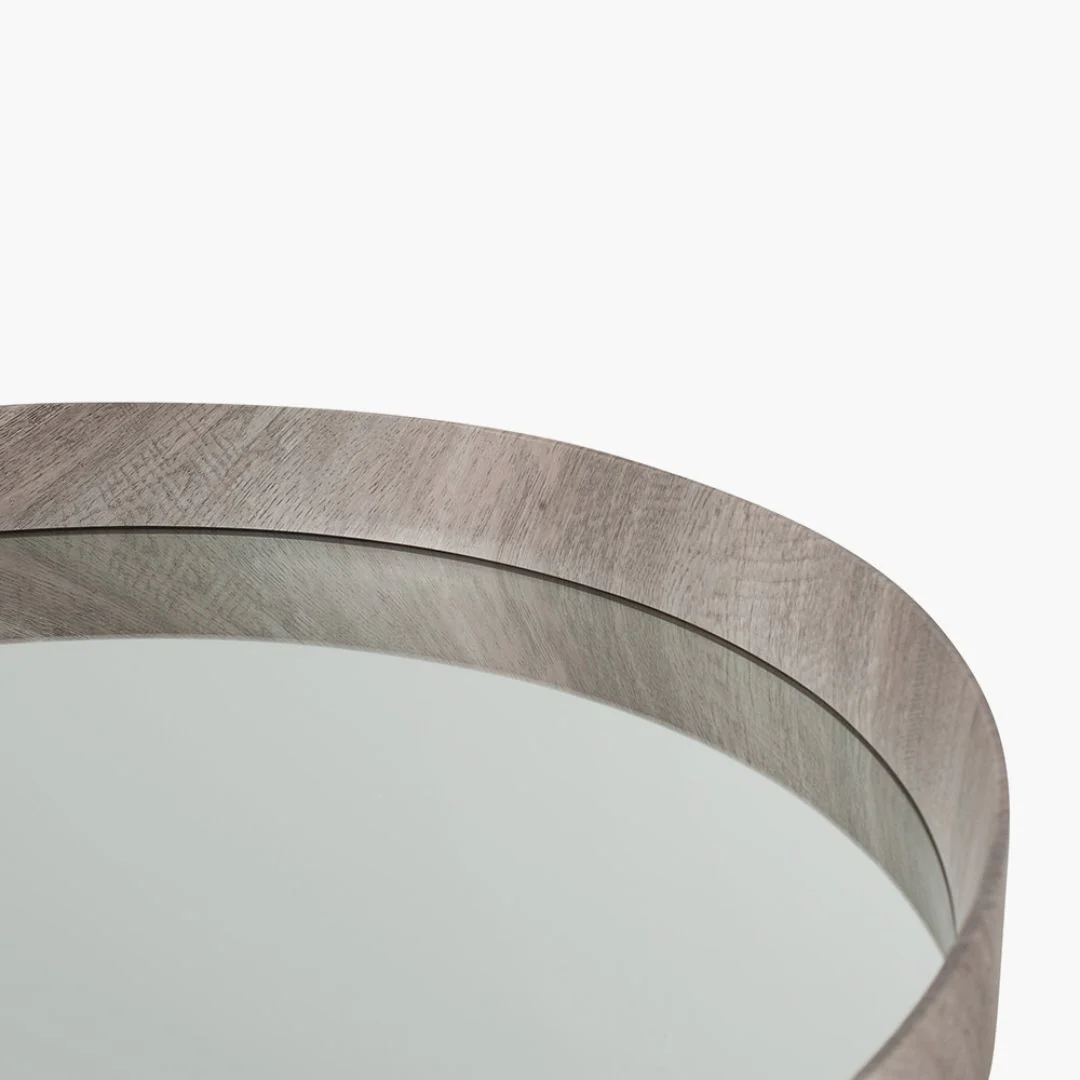 Round 74cm Grey Oak Mirror - Image 6