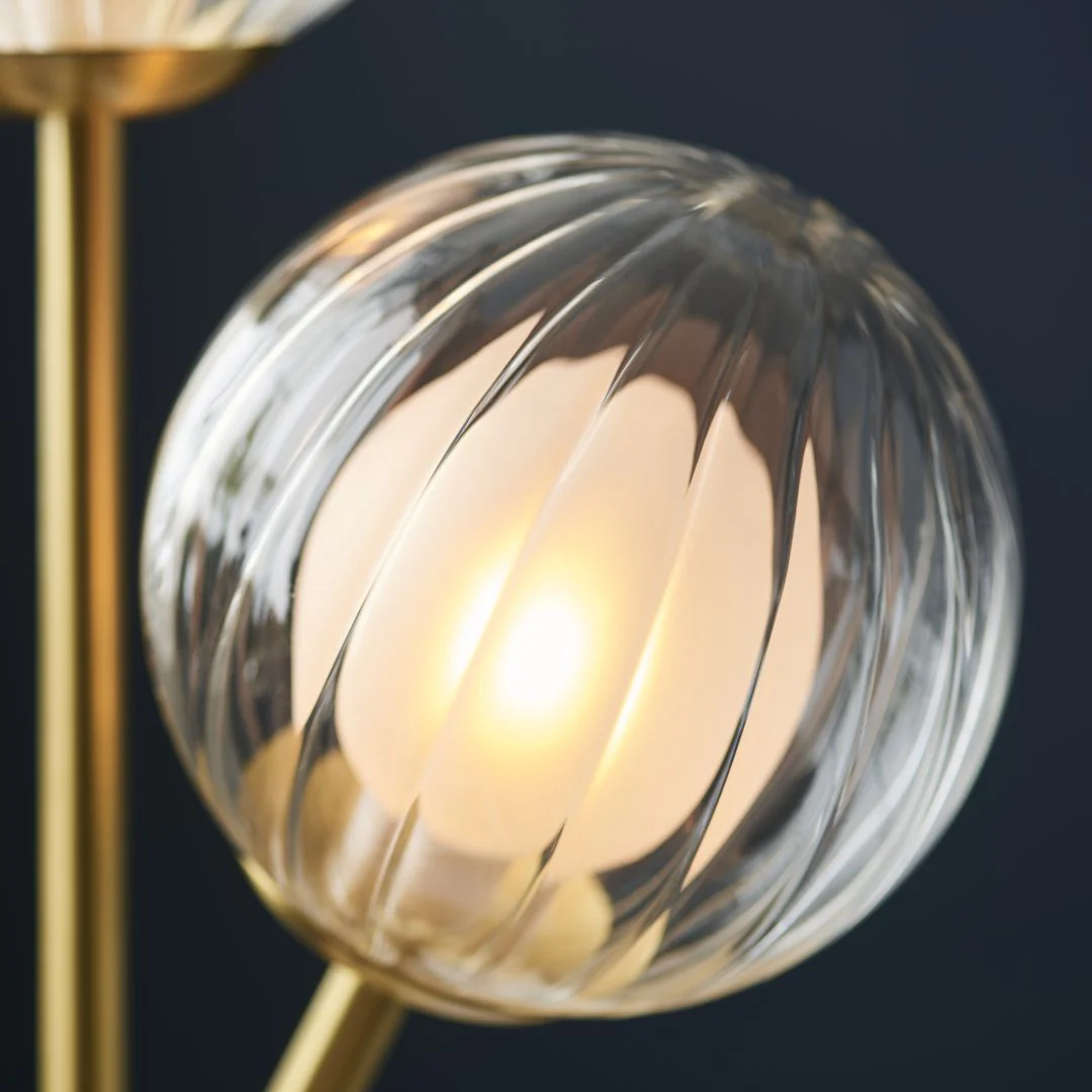 Udo 2 Light Satin Brass Table Lamp with Glass Shades - Image 4