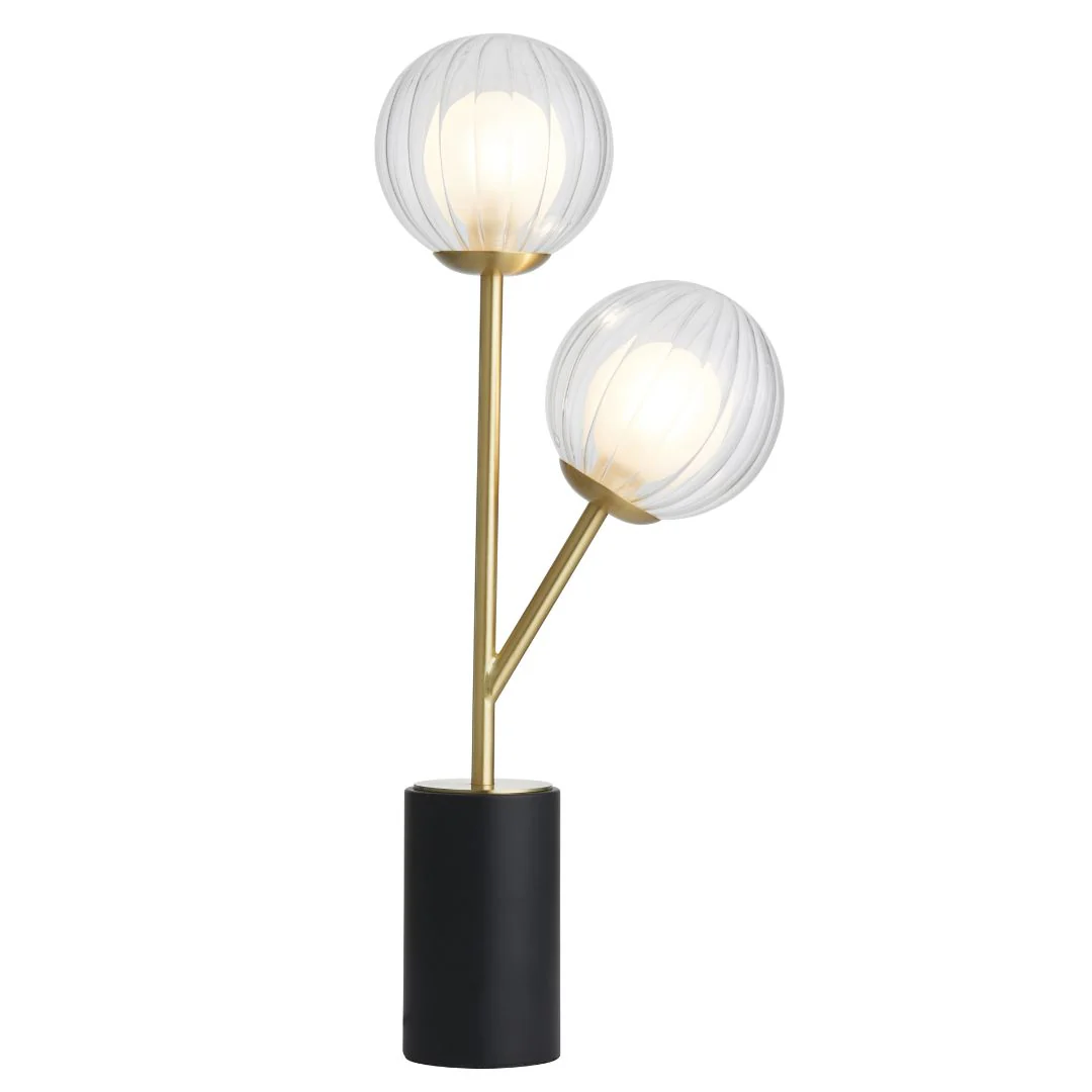 Udo 2 Light Satin Brass Table Lamp with Glass Shades - Image 8